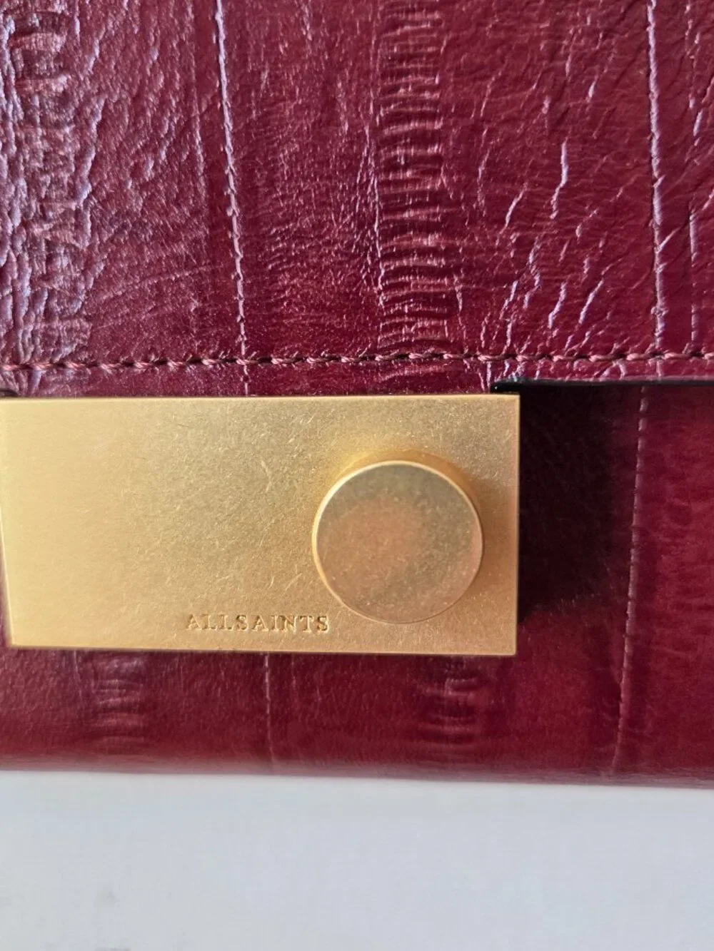 EUC LIKE NEW ALL SAINTS CROSSBODY BAG / CLUTCH LEATHER GOLD TONE HARDWARE